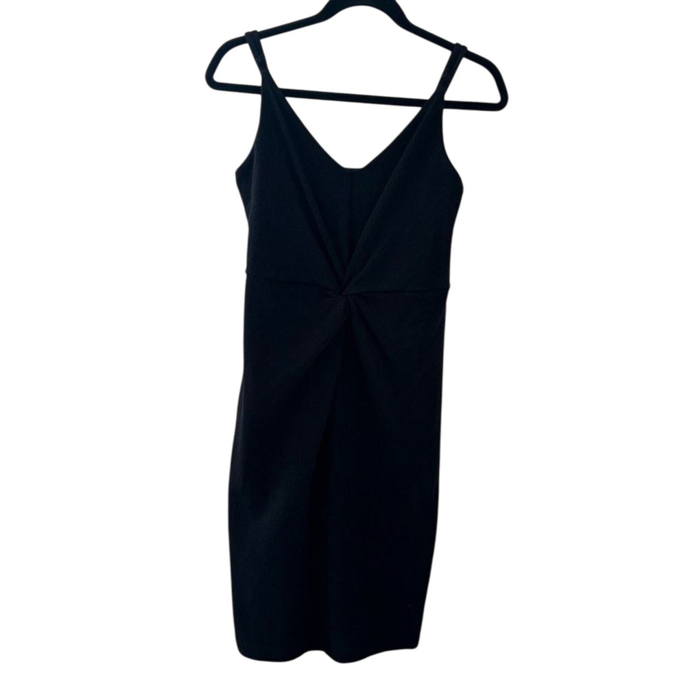 H&M Twist Front Black V-Neck Fitted Knee Length Dress Women's Size‎ Medium